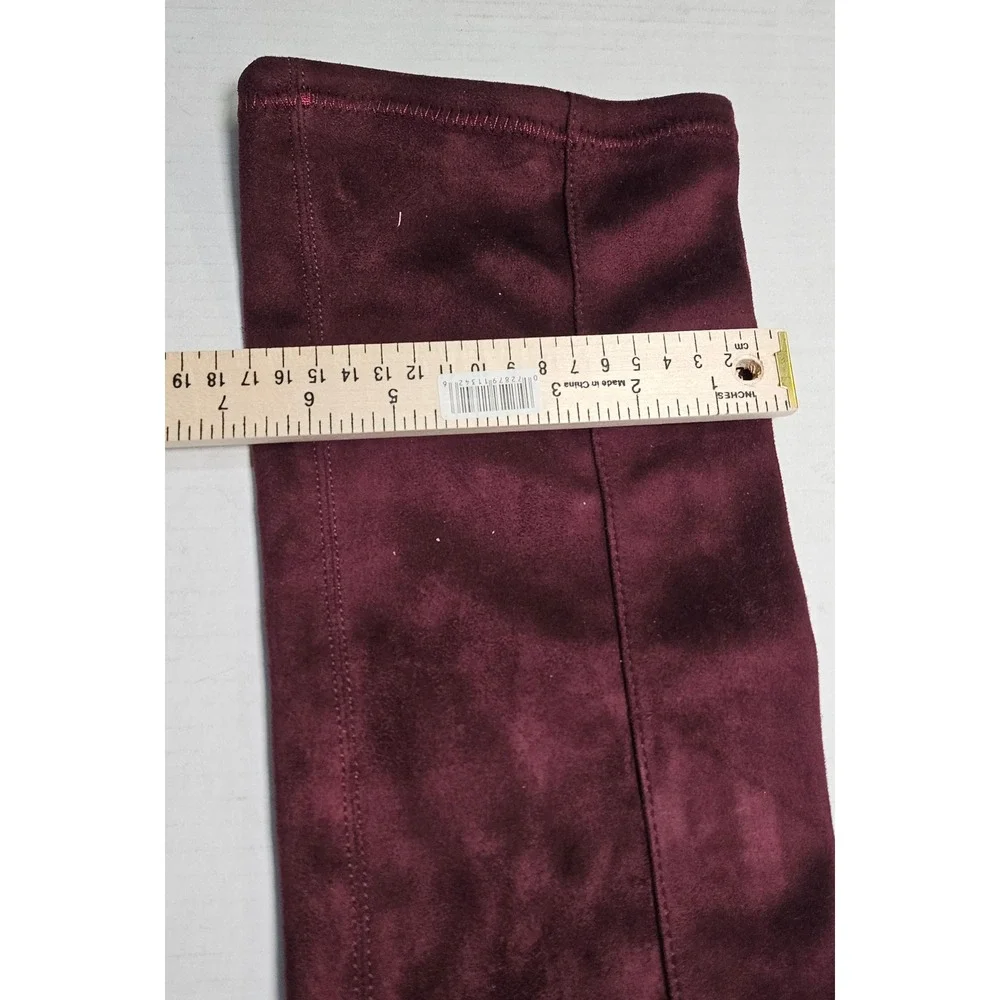 Franco Sarto Bailey Over The Knee Boots Dark Burgundy Suede Block Heel Women 5.5